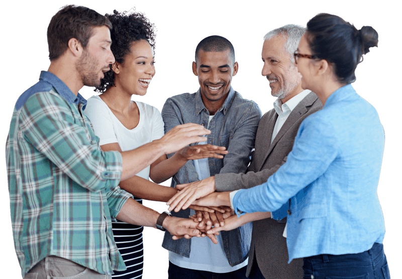 Happy employees celebrating successful workplace culture